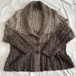 Caslon Women Brown Cardigan Knit Sweater Long Sleeve Peplum Cozy Angora Blend 3X